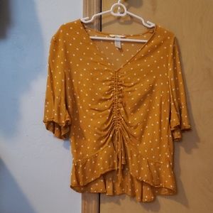 Yellow polka dot blouse